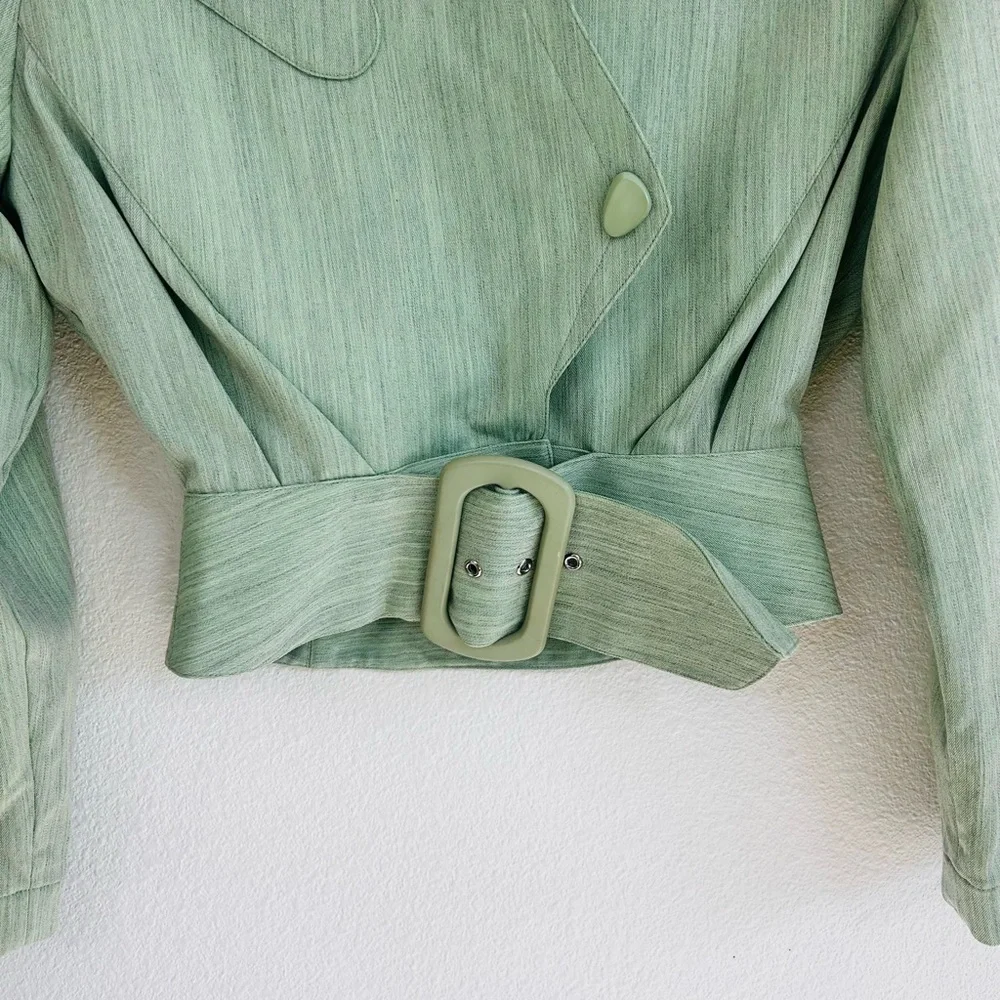 Rare 1980’s Thierry Mugler Sage Green Blazer Skirt Set - Picture 4 of 16